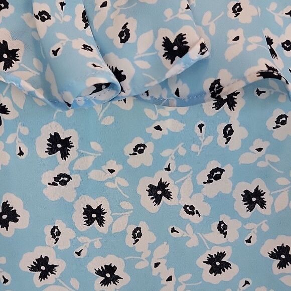 Topshop floral print short sleeved summer blouse in blue Women's Size 4 - Picture 8 of 12